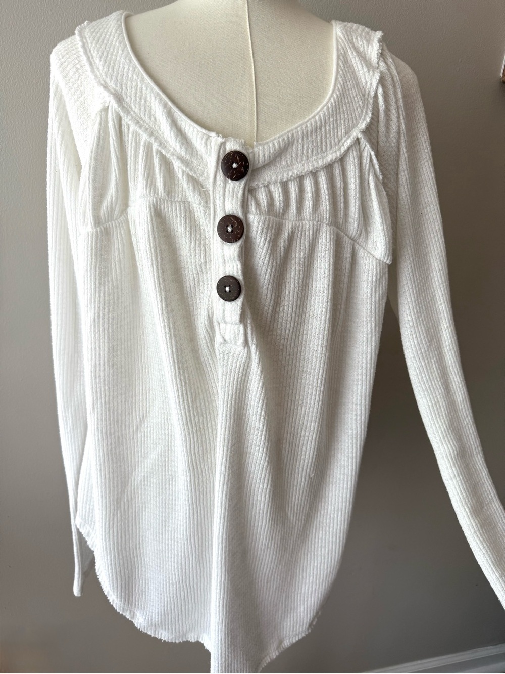 We The Free "Must Have" Waffle-Knit Henley Tee by Free People.